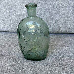Vintage Bottle Eagle Woman Portrait 2 Sided Green Light Marked on Bottom